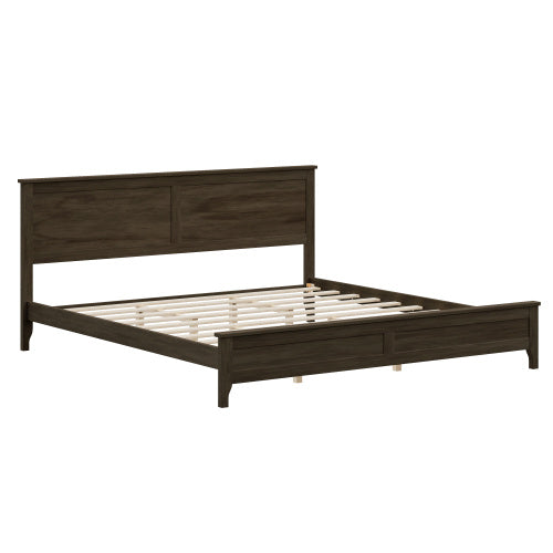 Modern Solid Wood King Size Platform Bed With Sturdy Wooden Slats Support,No Box Spring Needed, Espresso