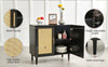 Side Panel Buffet Cabinet With Natural Rattan Door, Rattan Storage Cabinet With Adjustable Shelves,