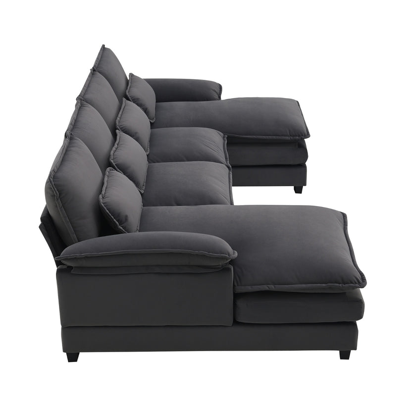 New Modern U-shaped Sectional Sofa, 6-Seat With Waist Pillows 109.8 55.9