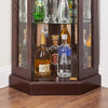 Corner Glass Cabinet Lighted Curio Cabinet Corner Display Case For Living Room, Curio Cabinet, Antique Collection, Wine,Bar Glass Storage Light Included,Dark Cherry