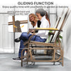 Outdoor 2-Person Glider Bench, Outside Glider Swing Chair Loveseat With Table, Steel Frame, Cream White