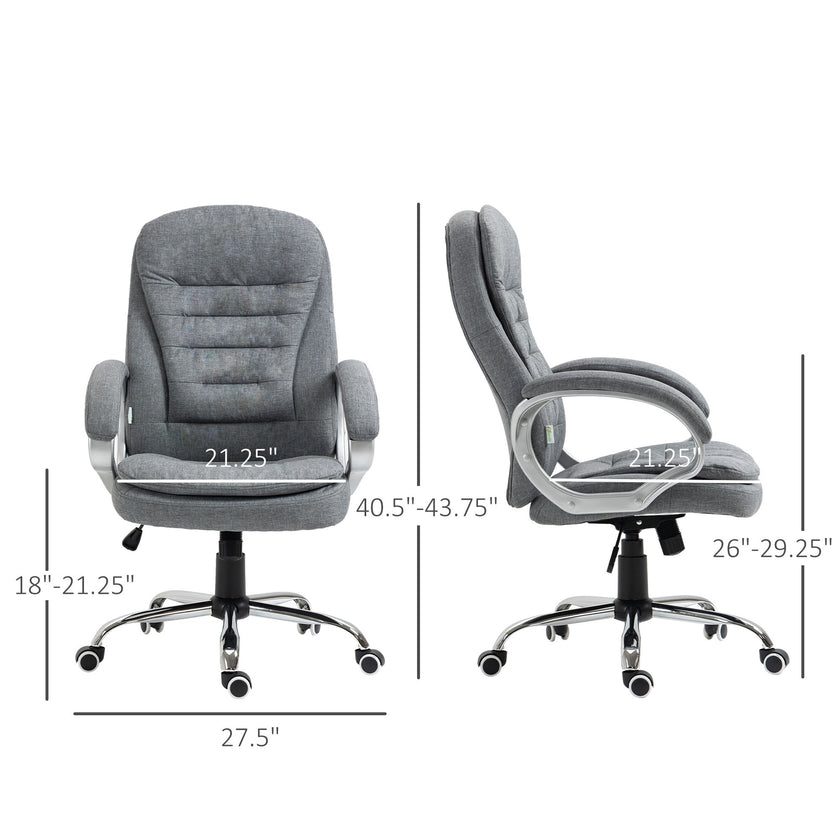 Vinsetto High Back Executive Home Office Chair Adjustable Height Upholstered Padding Gray