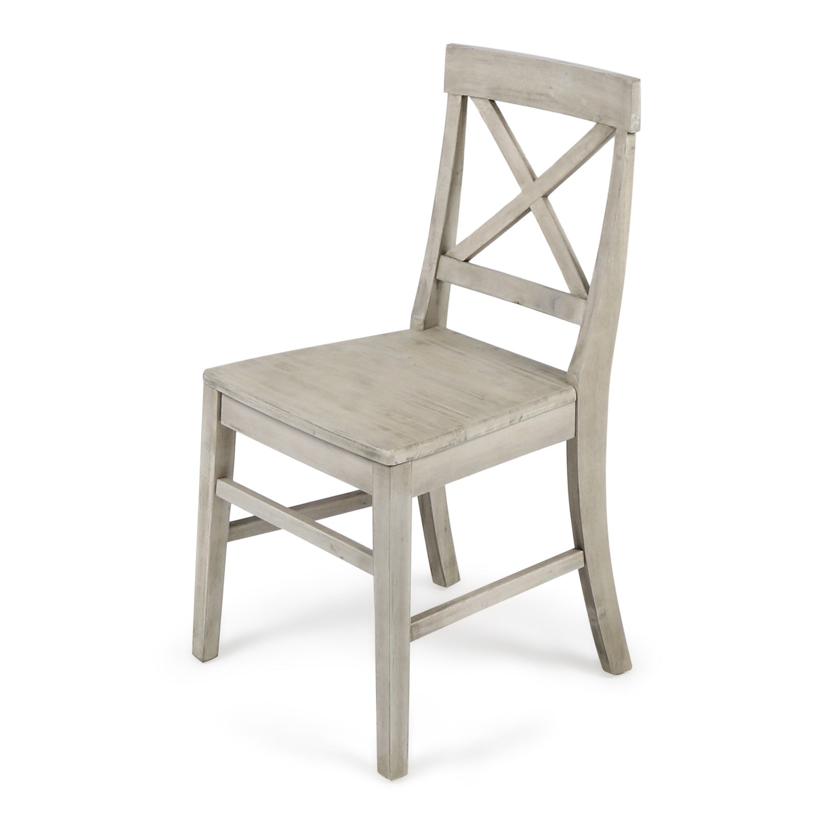 Acacia Wood Dining Chairs, Light Grey Wash, 21D X 17.75W X 35.5H Inch  Set Of 2
