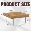 Natural Style Square MDF Coffee Table  31.5x31.5 With Tempered Glass Legs.Density Board Sticker,Reinforced Glass