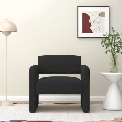 Single Sofa Chair, Upholstered Comfortable Chair With Armrests, For Dining Room Bedroom  Living Room Reception   BLACK 30.9X30.51X30.11