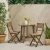 Outdoor 3-piece Set Of Semi-circular Folding Acacia Weather-resistant Bistro Table And Chairs, Space-saving, Gray