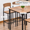 Dining Table Set 5-Piece Modern Counter Height With 4 Chairs Walnut