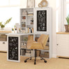 Fold Down Convertible Writing Table, Folding Desk With Blackboard & Side Shelf, Multi-Function Computer Office Workstation, White