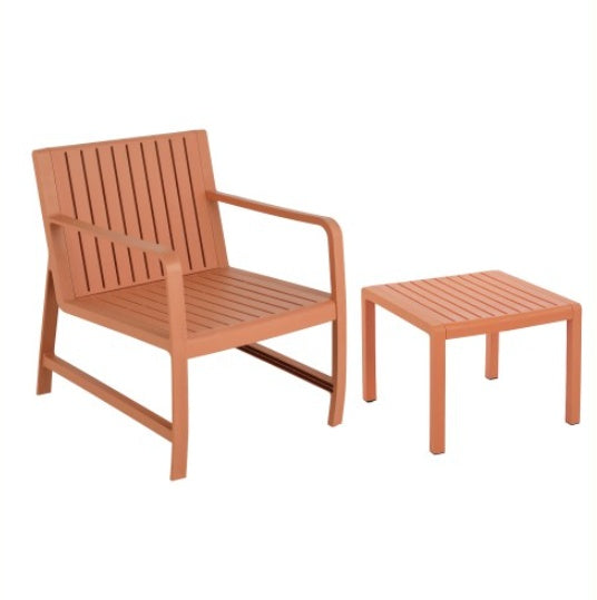 2-Piece Indoo Outdoor Furniture Set 1 Chairs & 1 Coffee Tables Waterproof PP Material - Easy Assembly Patio Conversation Set