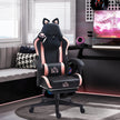 Cute Racing Gamer Chair, Faux Leather Gaming Chair With Footrest, Headrest And Lumbar Support, Black