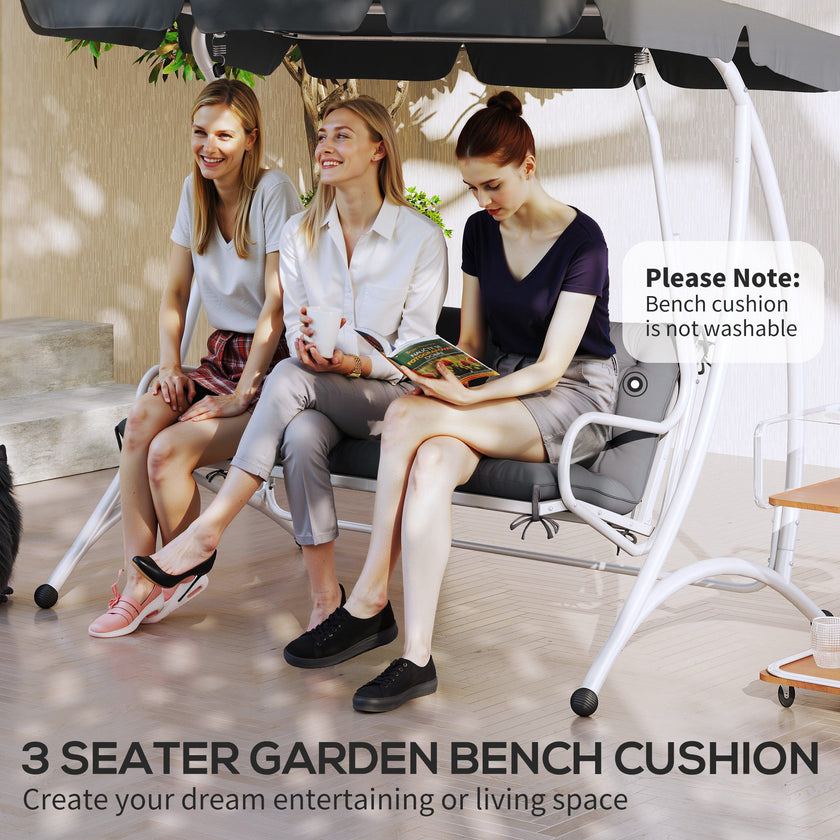 Outdoor Bench Cushion Tufted 3-Seater For Swing Chair Patio Sofa Dark Gray