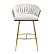 26 Counter Height Bar Stools Velvet Kitchen Island Counter Bar Stool With Hand- Wave Back,golden Chromed Base And Footrest