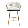 26 Counter Height Bar Stools Velvet Kitchen Island Counter Bar Stool With Hand- Wave Back,golden Chromed Base And Footrest