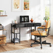 47 Small Computer Desk, Writing Desk With Fabric Drawers, Home Office Desk With Adjustable Shelves, Black