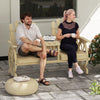 2-Seat Wooden Garden Bench With Table, Umbrella Hole, High Backrest, Armrests For Backyard, Patio, Garden, Natural Wood