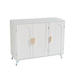 Sideboard Buffet Cabinet With 3 Doors And Removable Shelves, For Living Room, Dining Room, Ivory Whi