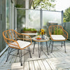 3 Pieces Rattan Furniture Set With Cushioned Chair Table