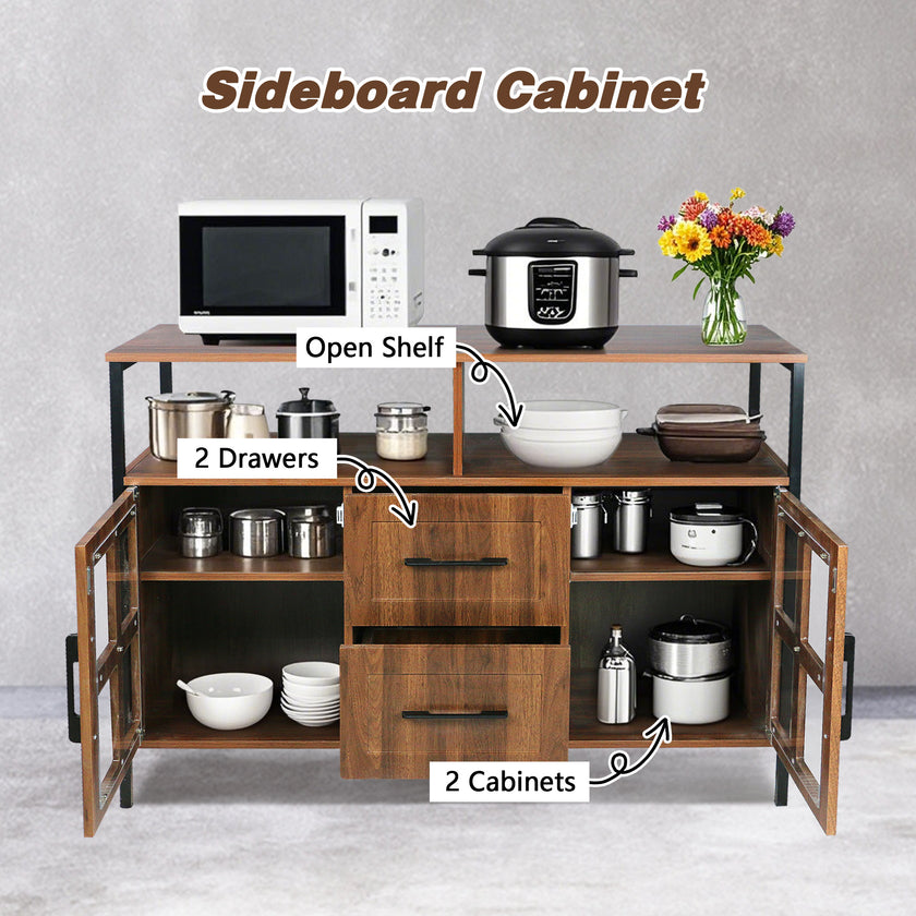 Living Room Shelves, With Two Storage Rooms, Storage Box, Modern Kitchen Utensils Cabinet, Self-service Wooden Storage Cabinet, Corridor Dining Room Transparent Glass Cabinet