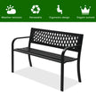47 Inch PVC Mesh Backrest Black Iron Bench