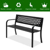 47 Inch PVC Mesh Backrest Black Iron Bench