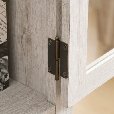 Tall Storage Cabinet, Freestanding Cabinet With Glass Door And Shelves, Sideboard Cabinet, Cabinet With Drawer For Living Room, Kitchen, Dining Room, Office, White