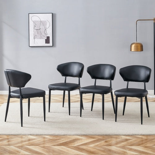 Black Minimalist Ergonomic Dining Chair, With A Curved Backrest For Comfortable Design,Unlocking A Comfortable And Minimalist New Sitting Posture. A Pack Of 4.Available In Black And White.