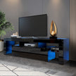 Modern Black TV Stand, 20 Colors LED TV Stand W Remote Control Lights