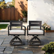Outdoor Patio Aluminum Swivel Rocker 2PCS With Outdoor-grade Sunbrella Fabric Cushions, Ember Black