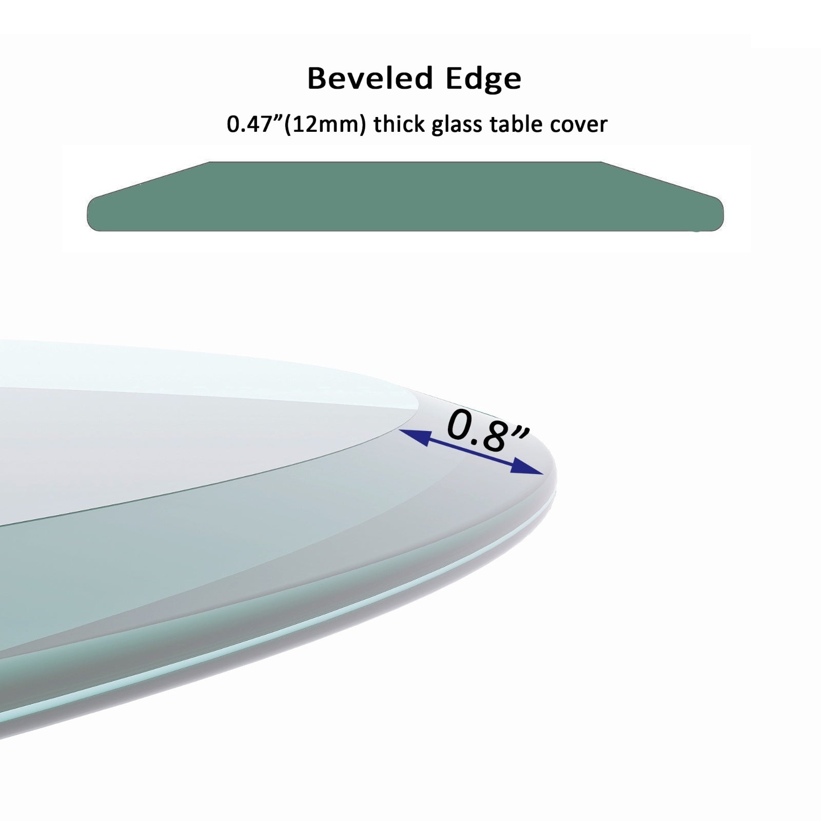 36 Round Tempered Glass Table Top 1 2  Thick Beveled Polished Edge