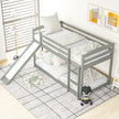 Gray Twin Twin Bunk Bed Convertible Slide Ladder