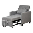 Convertible Chair Bed Grey Sofa Bed Multi-Functional Sleeper Ottoman Recliner Adjustable Backrest