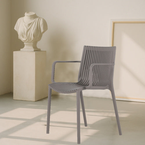 4pcs Modern Stackable Plastic Armchair For Indoor  Outdoor Use  Ergonomic Slatted Back Design, All  Weather PP Material, Light Baby Blue   Patio, Balcony, Cafe