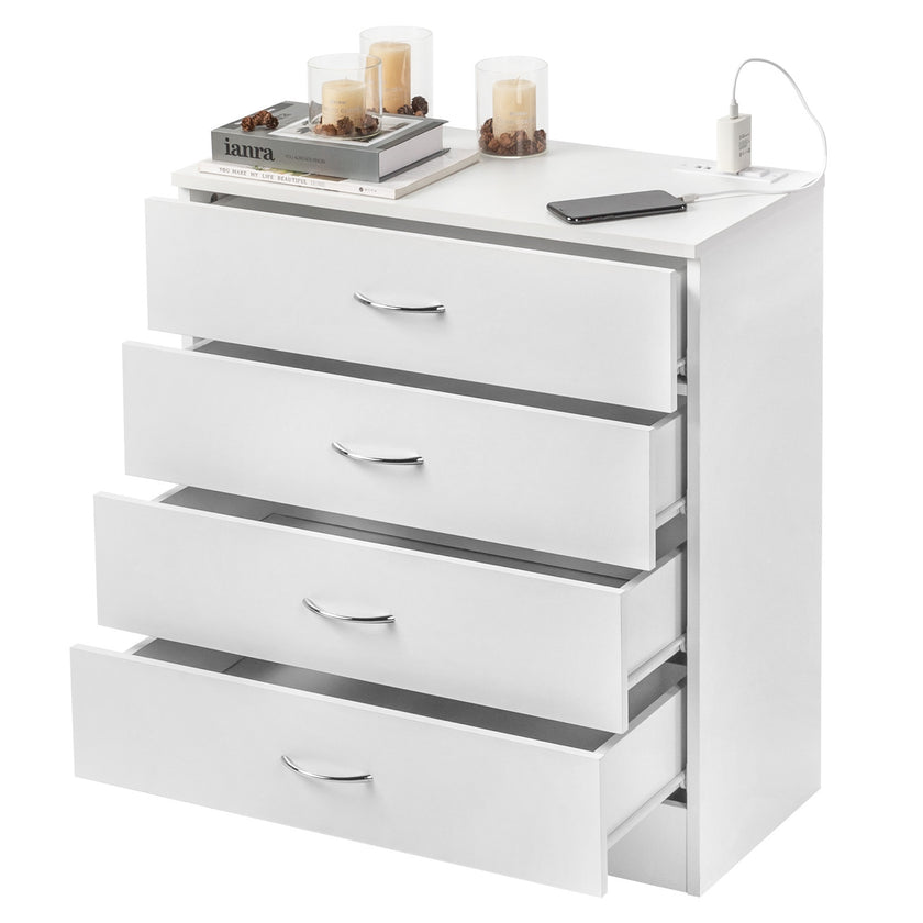 4 Drawers, 2 USB  2 Sockets, Bedside Table