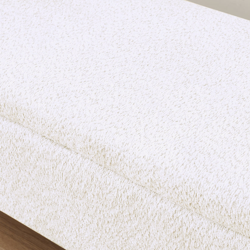 Oval Ottoman Bench 3D Lamb Fleece, Large Storage Space For Living Room