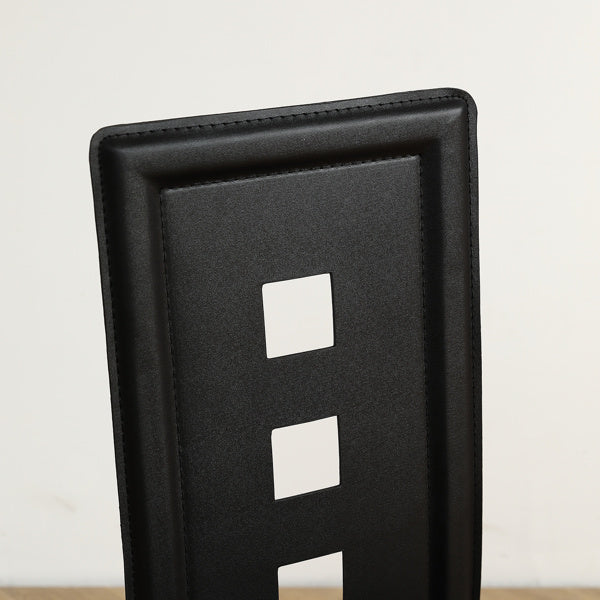 4pcs Long Backrest Square Hollow Decoration PU Leather Dining Chairs