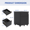 2 Drawer Mobile File Cabinet With Lock Steel File Cabinet For LegalLetterA4F4 Size, Fully Assembled Except For Wheels, HomeOffice Design, Black
