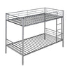 Twin Over Twin Metal Bunk Bed  Silver