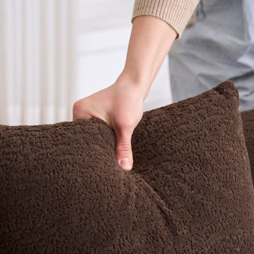 LY-022 Full Compression Sponge L-Shape Sectional Sofa, Brown Modular Chaise Chenille Couch, 30D High-Density For Apartment Living Room, 900 Lbs.