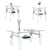 2-Pc Modern Tempered Glass Coffee Tea End Tables For Living Room