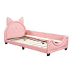 Twin Size Upholstered Daybed With Carton Ears Shaped Headboard