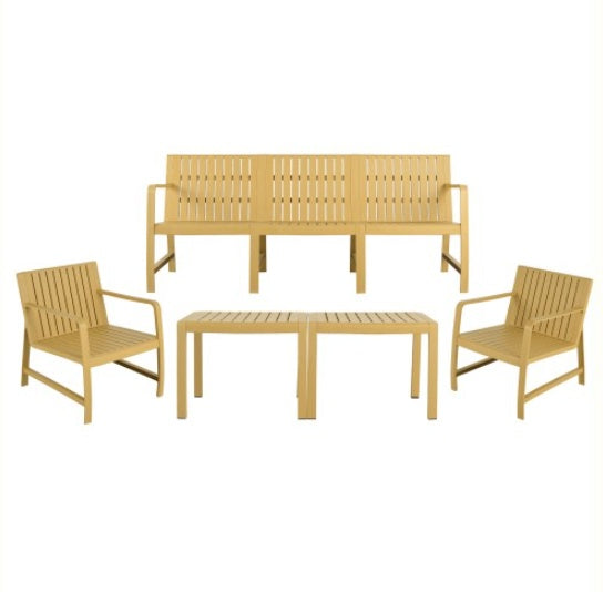 5-Piece Indoor Outdoor Furniture Set - 3-Seater Sofa ,2 Chairs & 2 Coffee Tables Waterproof PP Material - Easy Assembly Patio Conversation Set