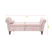 63.38Velvet Multifunctional Storage Rectangular Ottoman Bench Comes With Crystal Buckle Solid Wood Legs With 1 Pillow