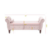 63.38Velvet Multifunctional Storage Rectangular Ottoman Bench Comes With Crystal Buckle Solid Wood Legs With 1 Pillow