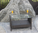 Outdoor Patio Furniture Coffee Table With Clear Tempered Glass