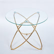 Dining Table With Golden Metal Leg And Tempered Glass,Modern Space Saving Kitchen Table For Living Room,golden Color Metal Legs