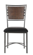 Industrial Style Metal Frame Chairs Set Of 2, Faux Leather Seat Burnished Brown Finish And Gray Metal Finish Rustic Style Dining Kitchen Furniture