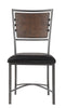 Industrial Style Metal Frame Chairs Set Of 2, Faux Leather Seat Burnished Brown Finish And Gray Metal Finish Rustic Style Dining Kitchen Furniture
