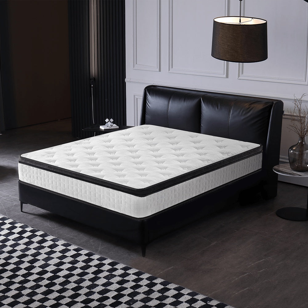 12 Inch Hybrid Mattress Individual Pocket Spring Memory Foam Knitted Cover CertiPUR-US White