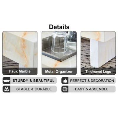 A Modern And Practical Coffee Table With Imitation Marble Patterns, Made Of MDF Material. The Fusion Of Elegance And Natural Fashion 31.4X 31.4X12
