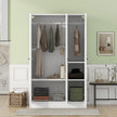 K&K Kitchen Island With Trash Can Storage Cabinet, Kitchen Cart With Drop Leaf, Spice Rack, Towel Ra